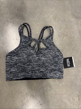 Victoria's Secret Black & White Space-Dye Strappy Sports Bra Size S